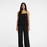 Ruffles blouse met rekbare broek - zwart