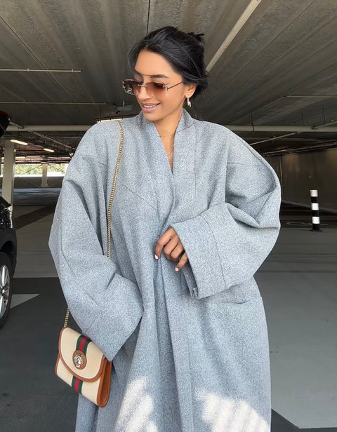 Yasmine manteljas grijs