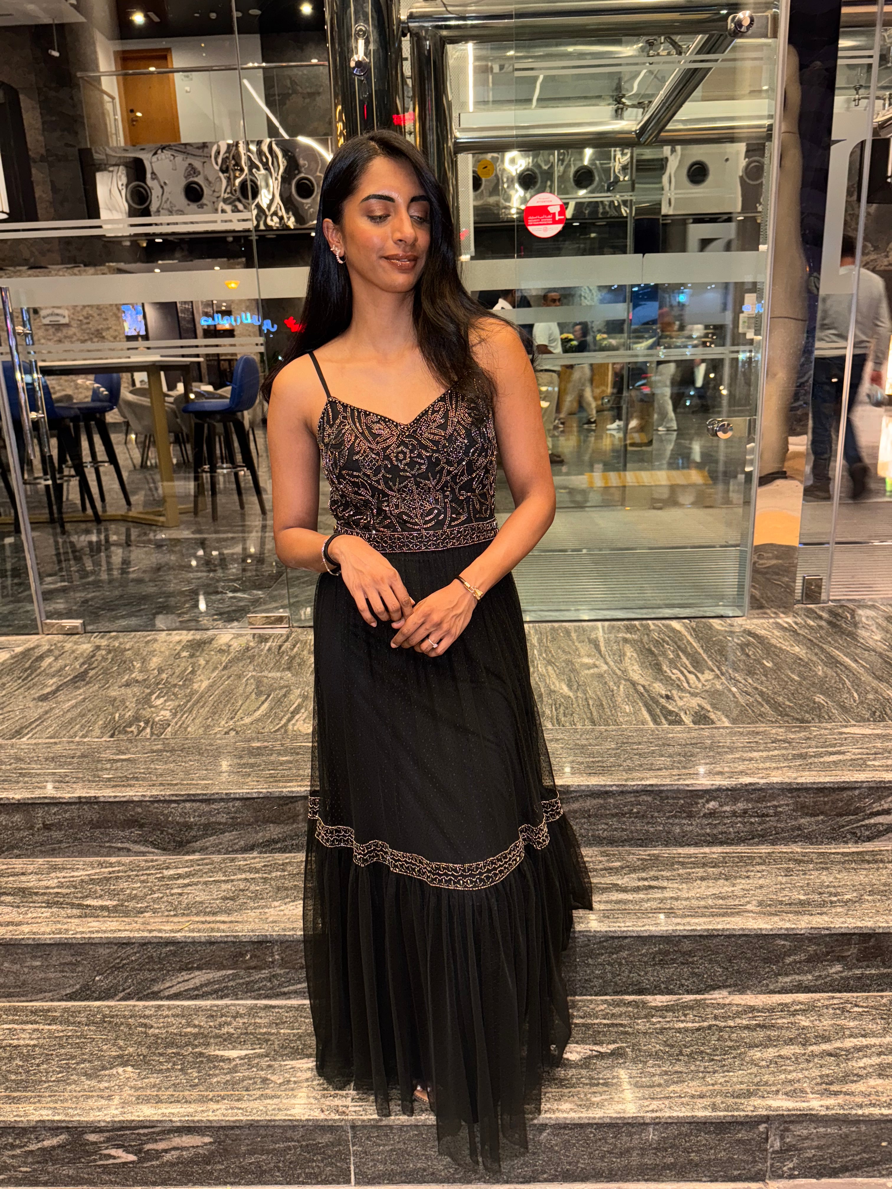 DUBAI GALA DRESS BLACK (Heavy stones)
