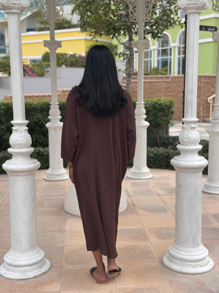 Dubai Abaya kimono with dress dark brown