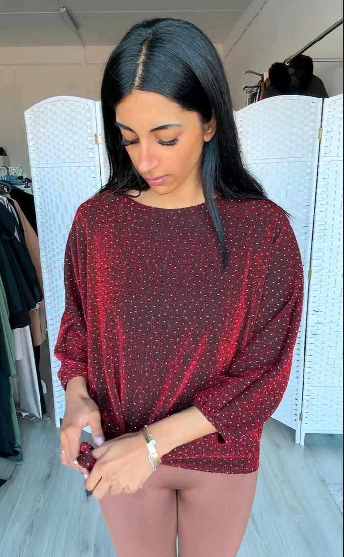 Glitter top bordeaux
