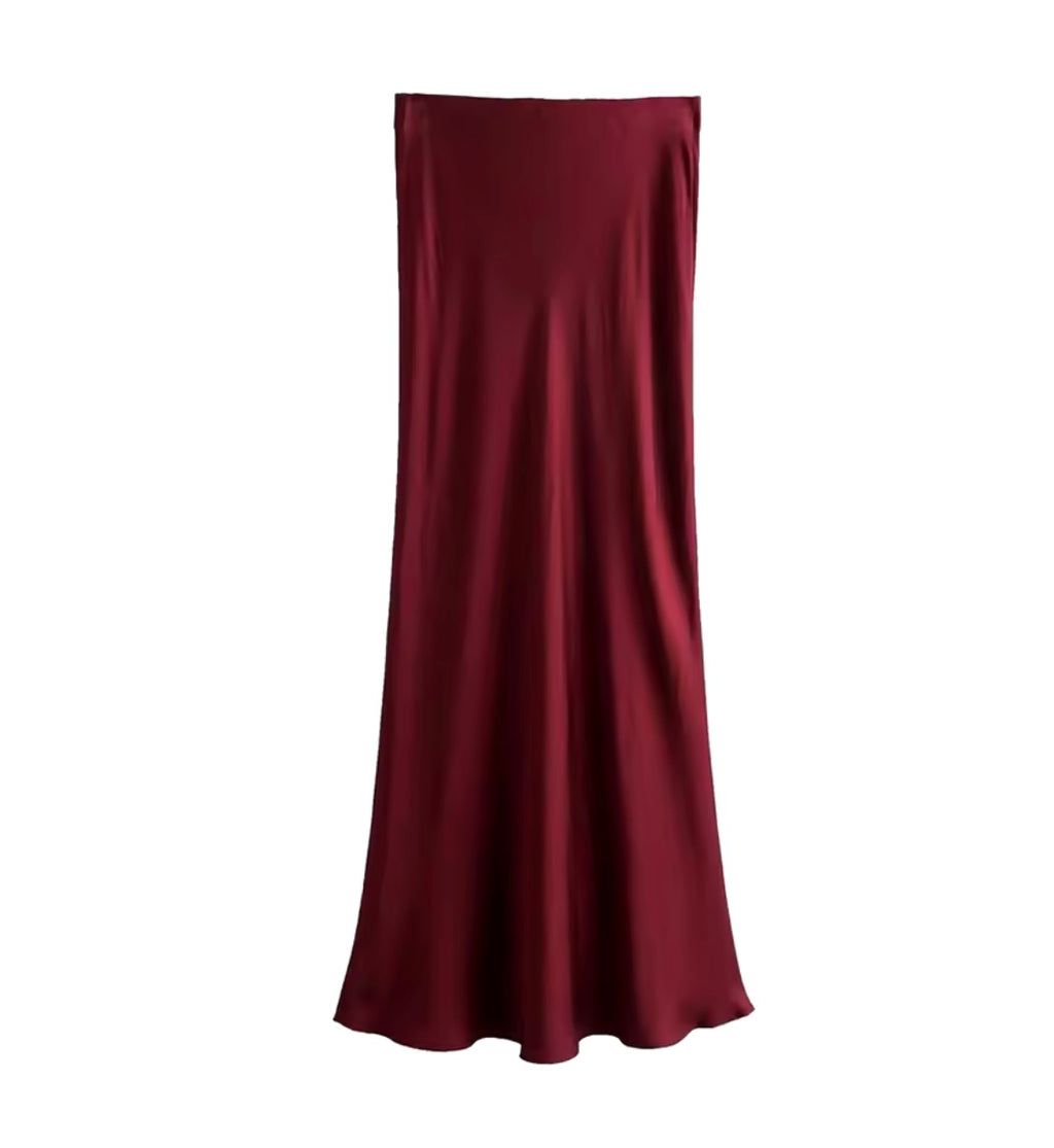 Satijnen rok burgundy