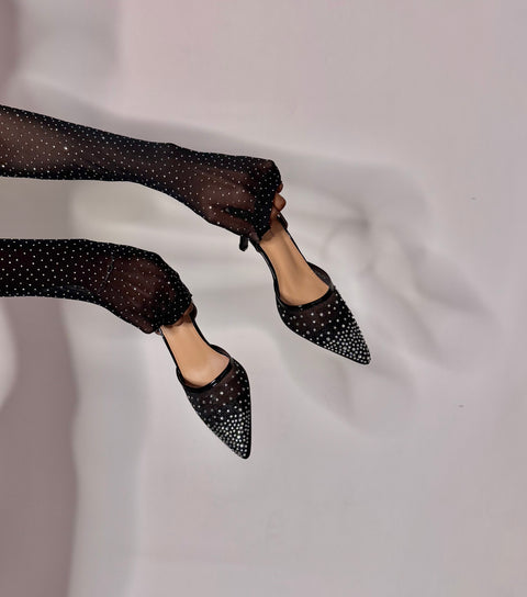 SLINGBACKS MET HAK EN MESH MET GLANS (GS231A)