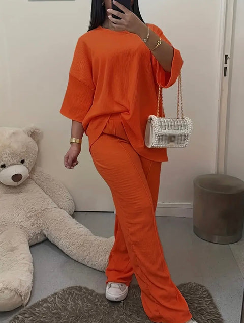 CRÊPE ZWEIDELIG KURZE MÜTZENSET ROZE