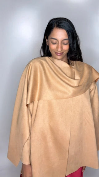 Manteljas met sjaal bruin velvet