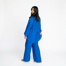 Viscose modest oversized blouse met rekbare broek set - kobalt blauw