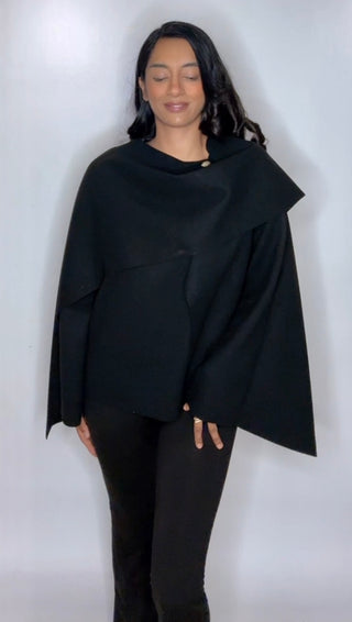 Manteljas sarah met sjaal zwart