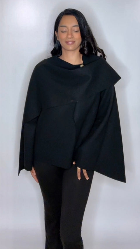 Manteljas sarah met sjaal zwart