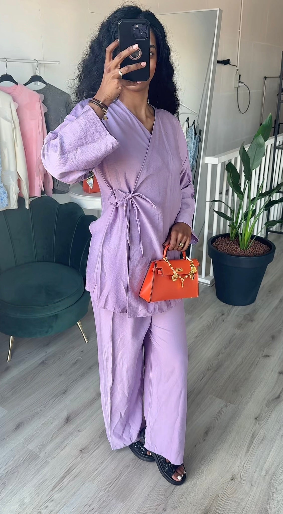 SS25 - Oversized kimono met rekbare broek set lila