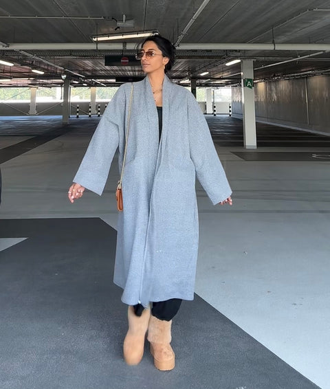 Yasmine manteljas grijs