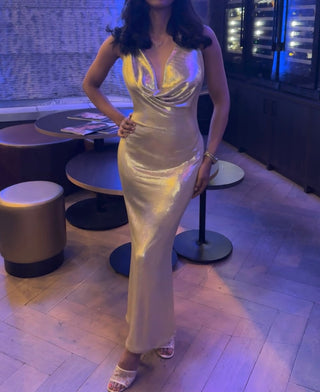 Uitgaansjurk goud open rug