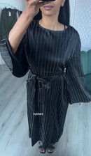 Abaya met steentjes en band zwart