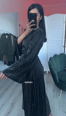 Abaya met steentjes en band zwart