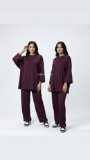 Summer: Comfy co-ord set met lange top en oversized broek - 6033