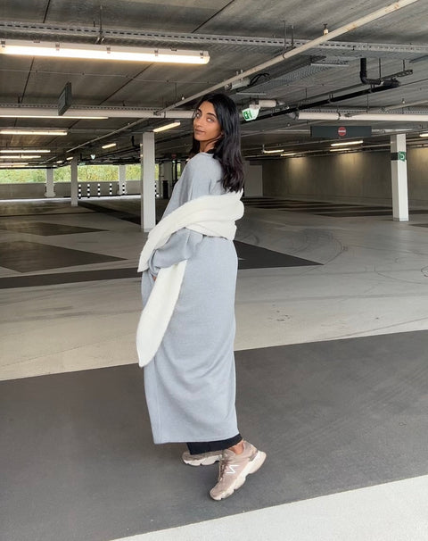 WOLLEN TSHIRT JURK GRIJS