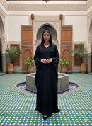 Dubai abaya zwart met zwarte steentjes - 9030