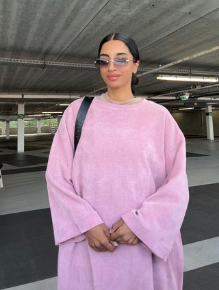 ZYRA LANGE WIJDE JURK roze (ZJ01)