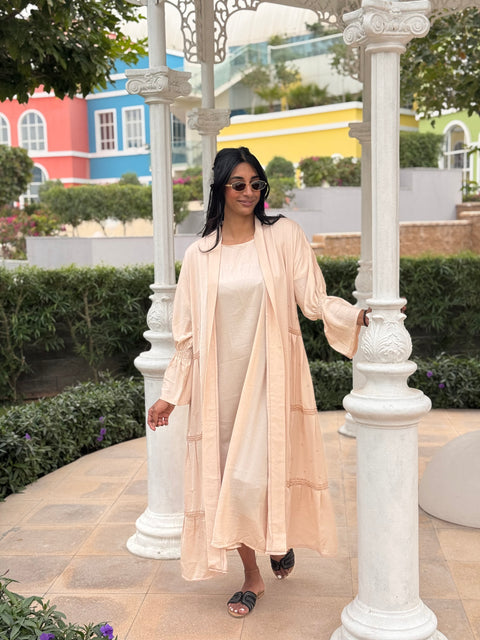 Dubai abaya kimono with dress and stones