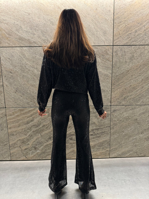 ADRIANA FLARED PAILLETTEN BROEK