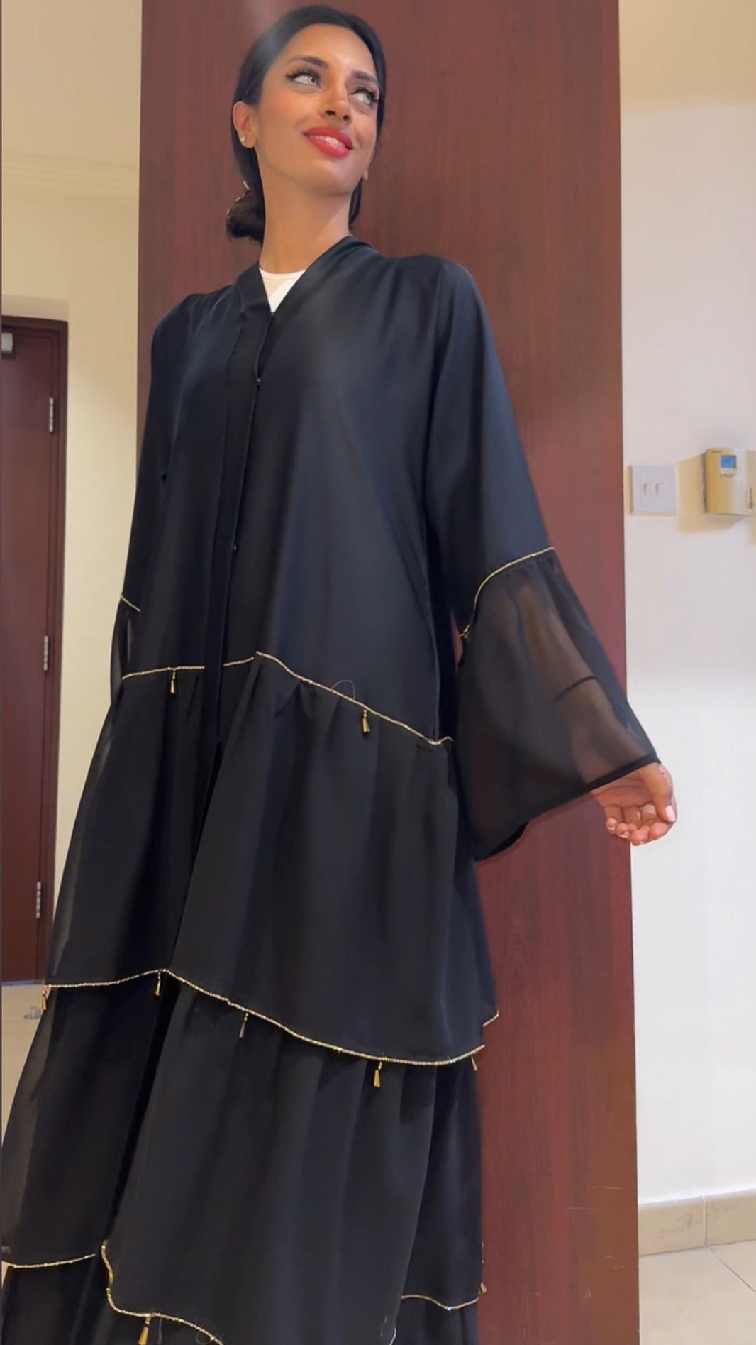 SOLD OUT BLACK GOLDEN HANGERS ABAYA DXB