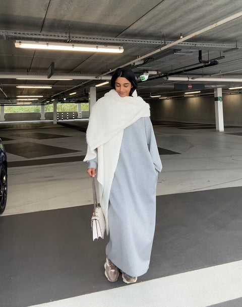 WOLLEN TSHIRT JURK GRIJS