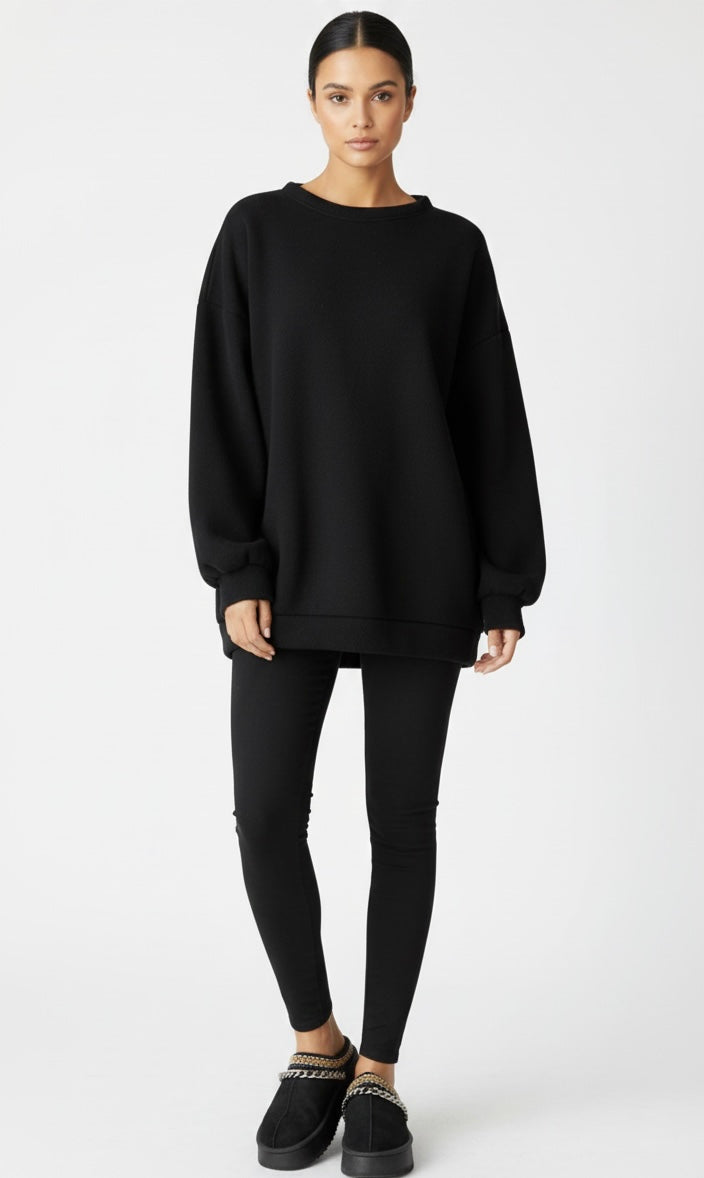 Felicia legging jogger set met oversized warme trui - zwart