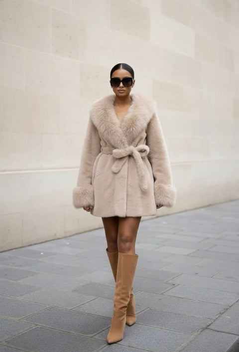 Bontjas taupe met band - SQ052