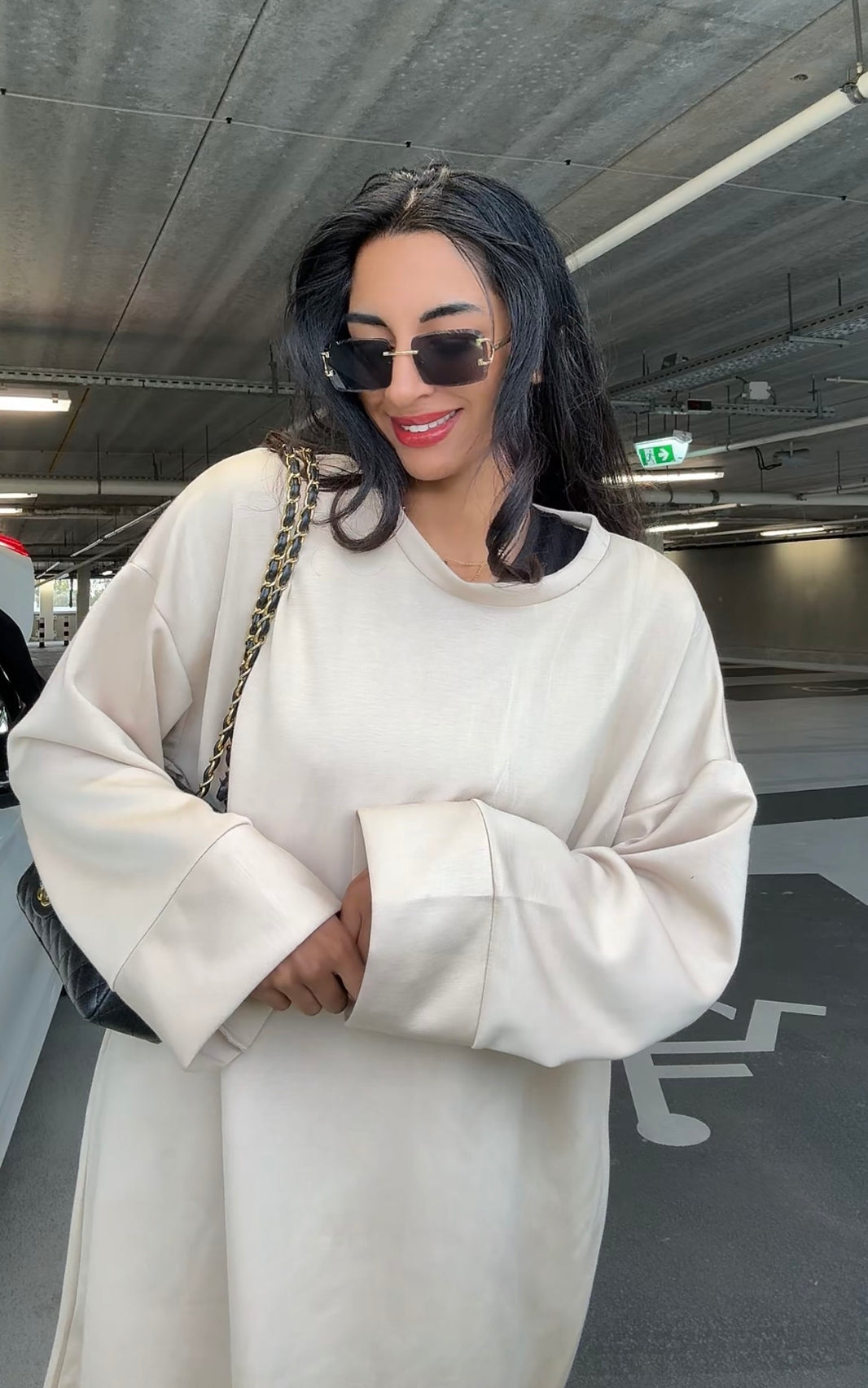 OVERSIZED BLOUSE MET WIJDE BROEK BEIGE (CIFA54)