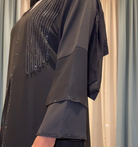 BLACK ABAYA DXB SPARKLE - SIZE 52