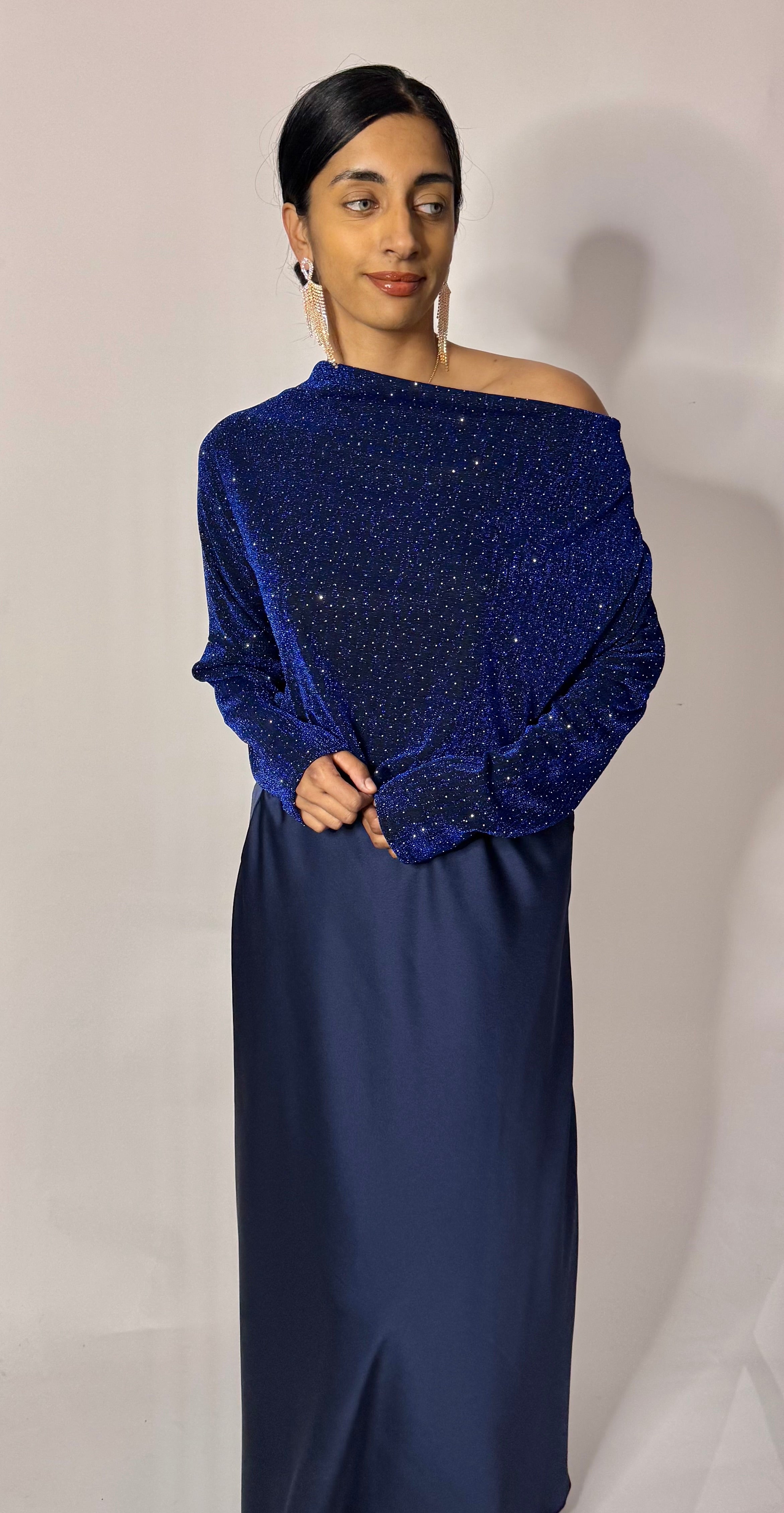 Top met glitters blauw (pada01)