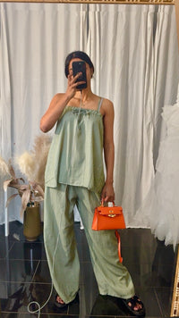 SAMANTHA GESTREEPTE SET GROEN