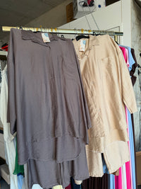 Lemss0 - taupe en beige viscose broek set
