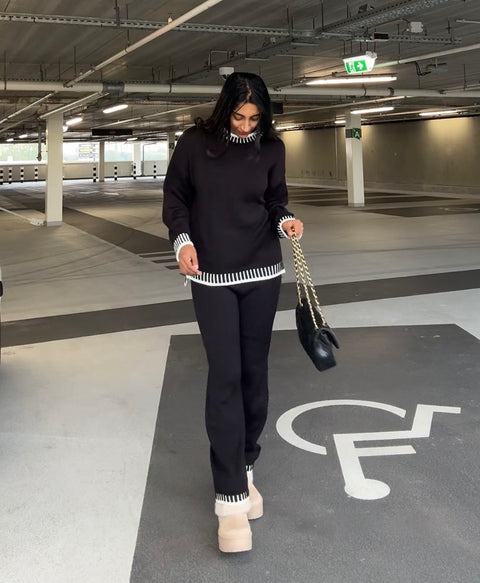 Comfy trui met broek witte strepen