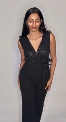 Jumpsuit stretch zwart met glitters