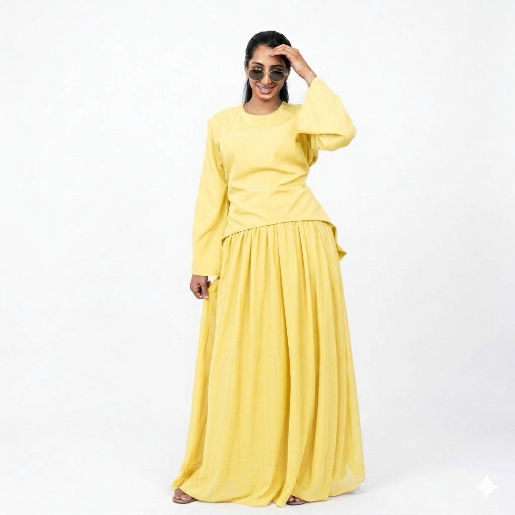 Zaria esemble rok met verstelbare blouse - butter yellow