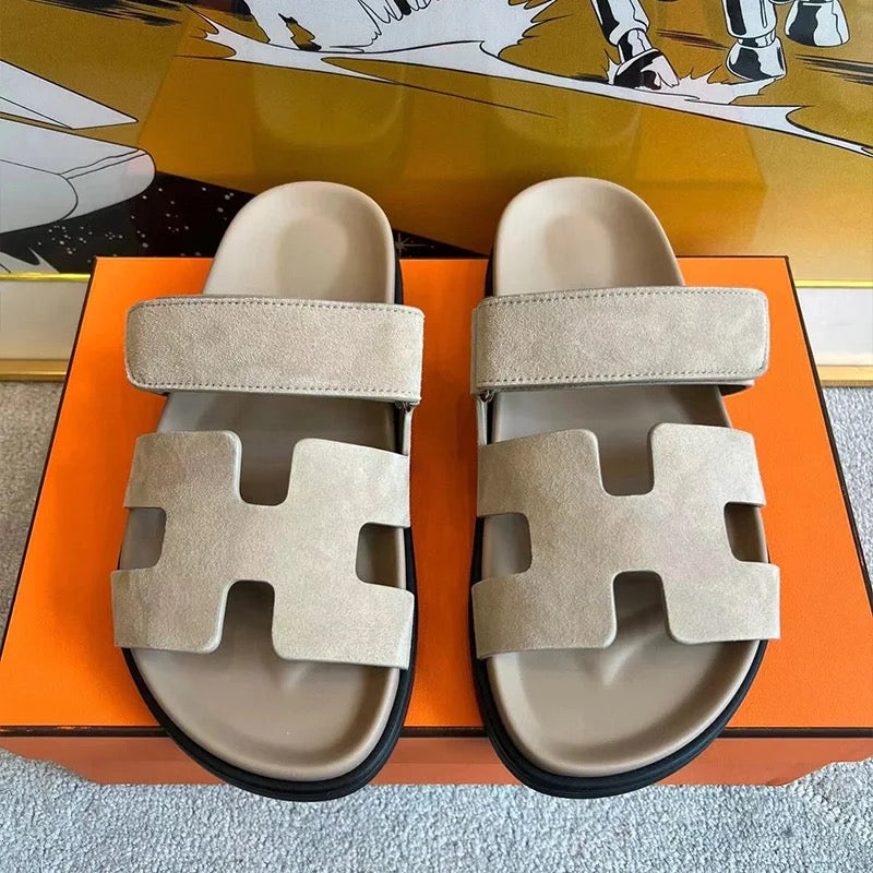 BEIGE H SLIPPERS - UNISEX (MOST WANTED)