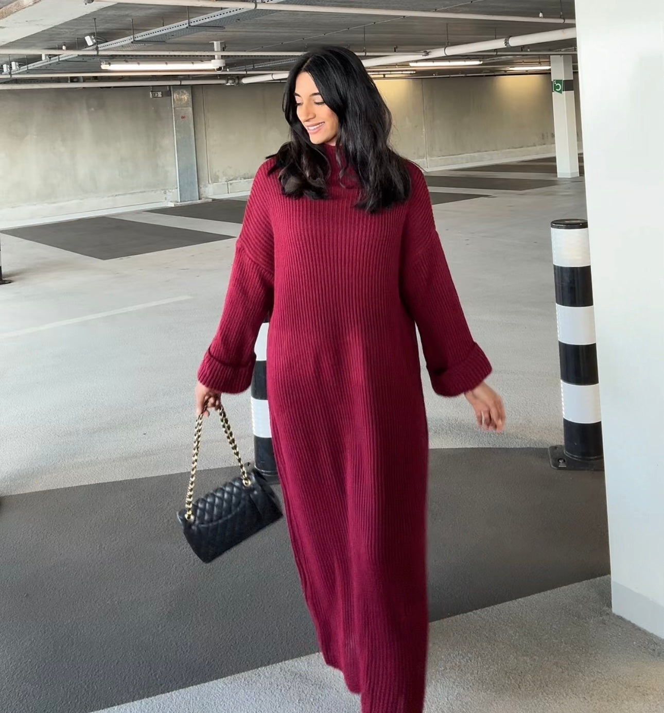 VENICE GEBREIDEN BURGUNDY JURK MODEST SAMPLE