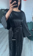 Abaya met steentjes en band zwart