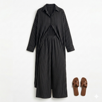Modest blouse with pants - black