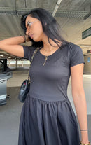 Basic jurk met rok - zwart