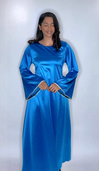 Satijnen cross over jurk met glitters