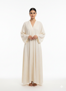 Creme abaya met zilveren steentjes - dubai cl101