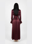 Satijnen Maxi Jurk met Tailleceintuur en Goudkleurige Bracelet - pre order