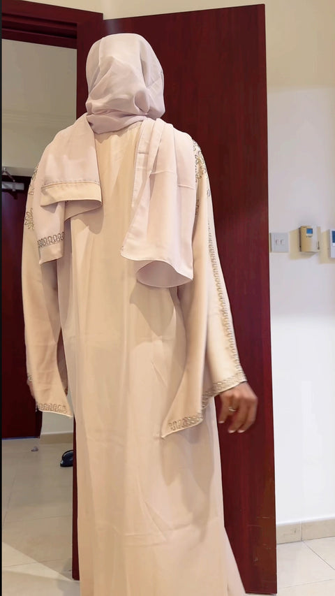 AUSVERKAUFT NUDE ABAYA DXB GLITZERSTEINE