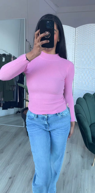 Rekbare trui met rib