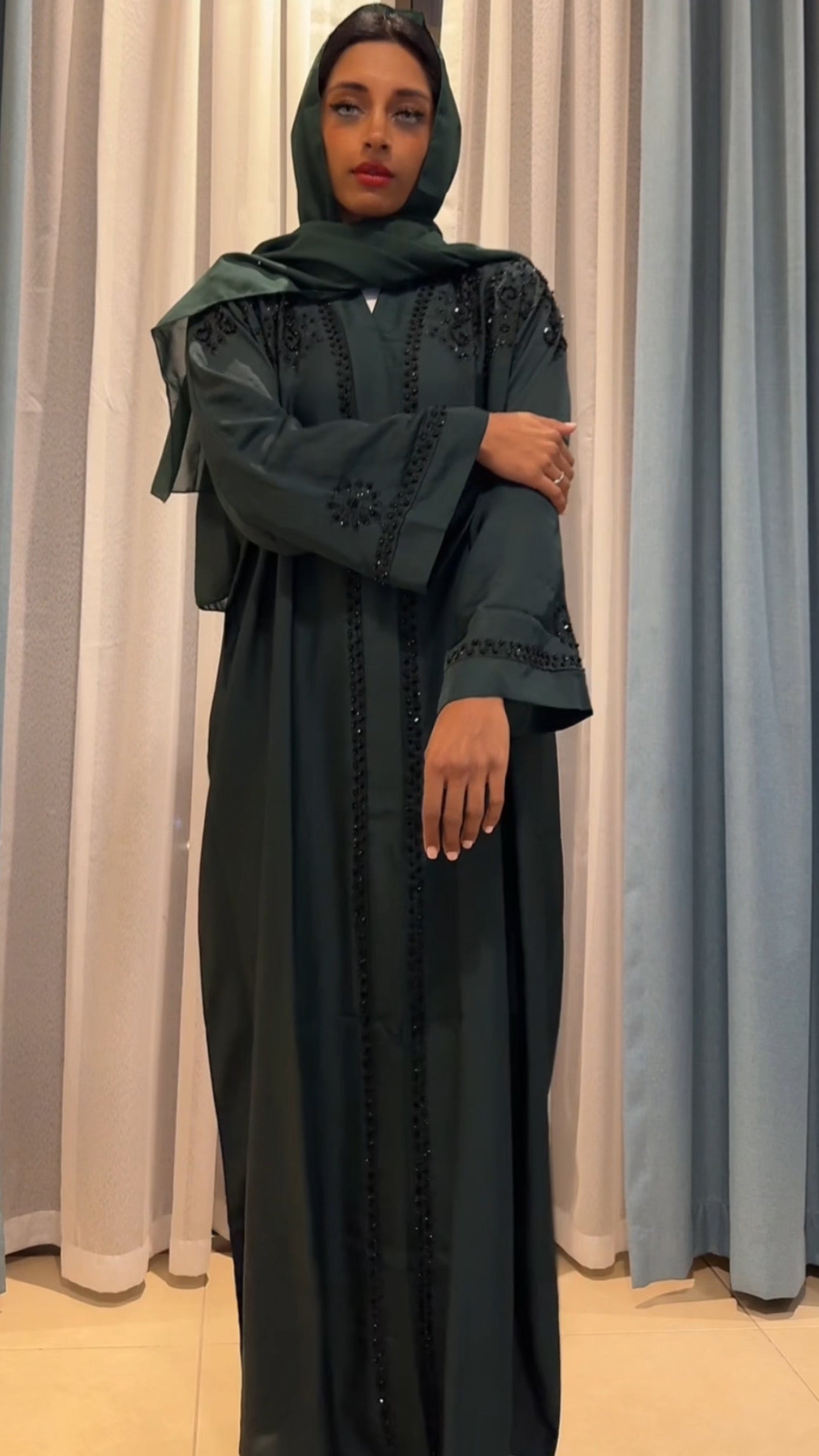 GREEN YASMINE ROSES ABAYA DXB