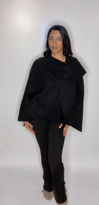 Manteljas sarah met sjaal zwart