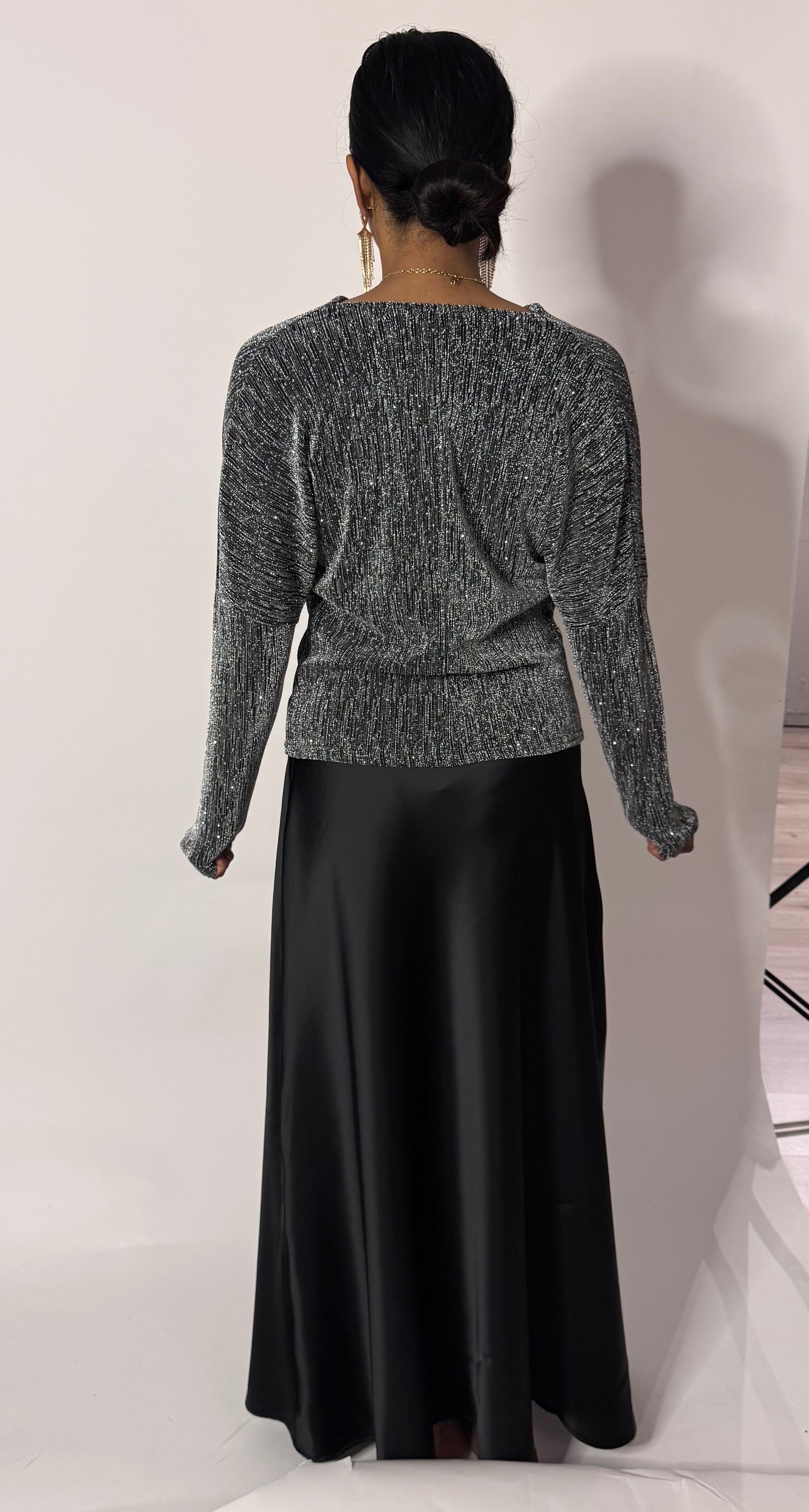 Top met glitters zilver (pada01)