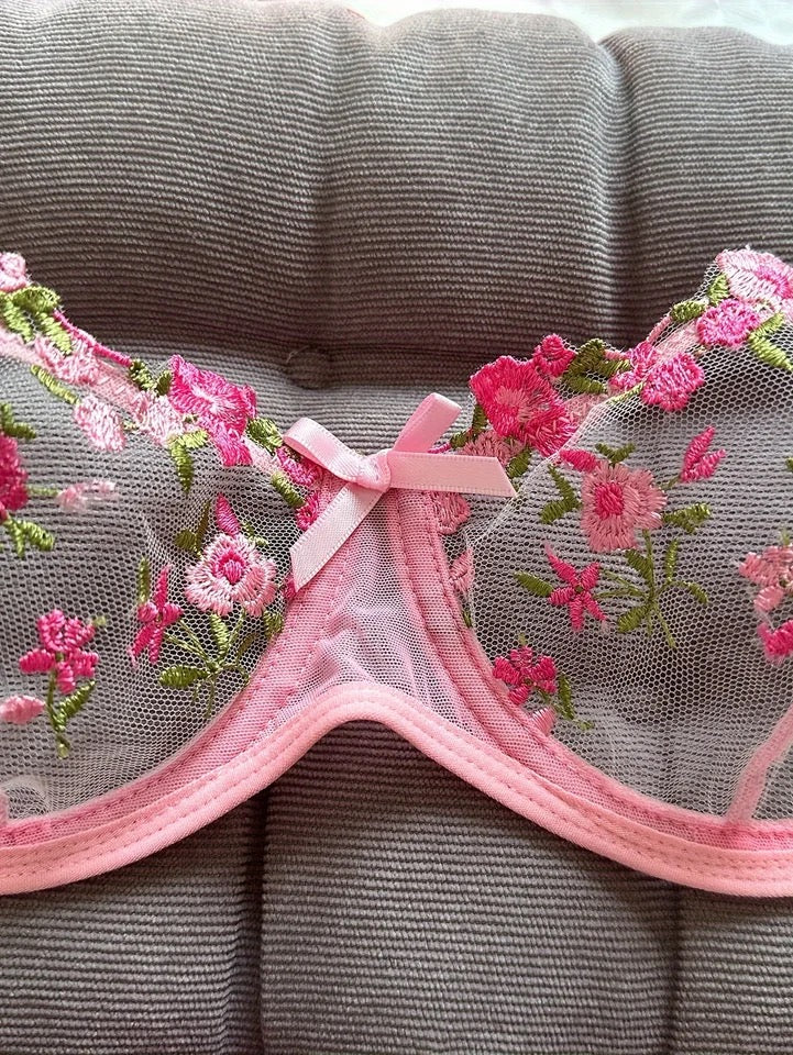 LINGERIE BLOEMEN PRINT ROZE