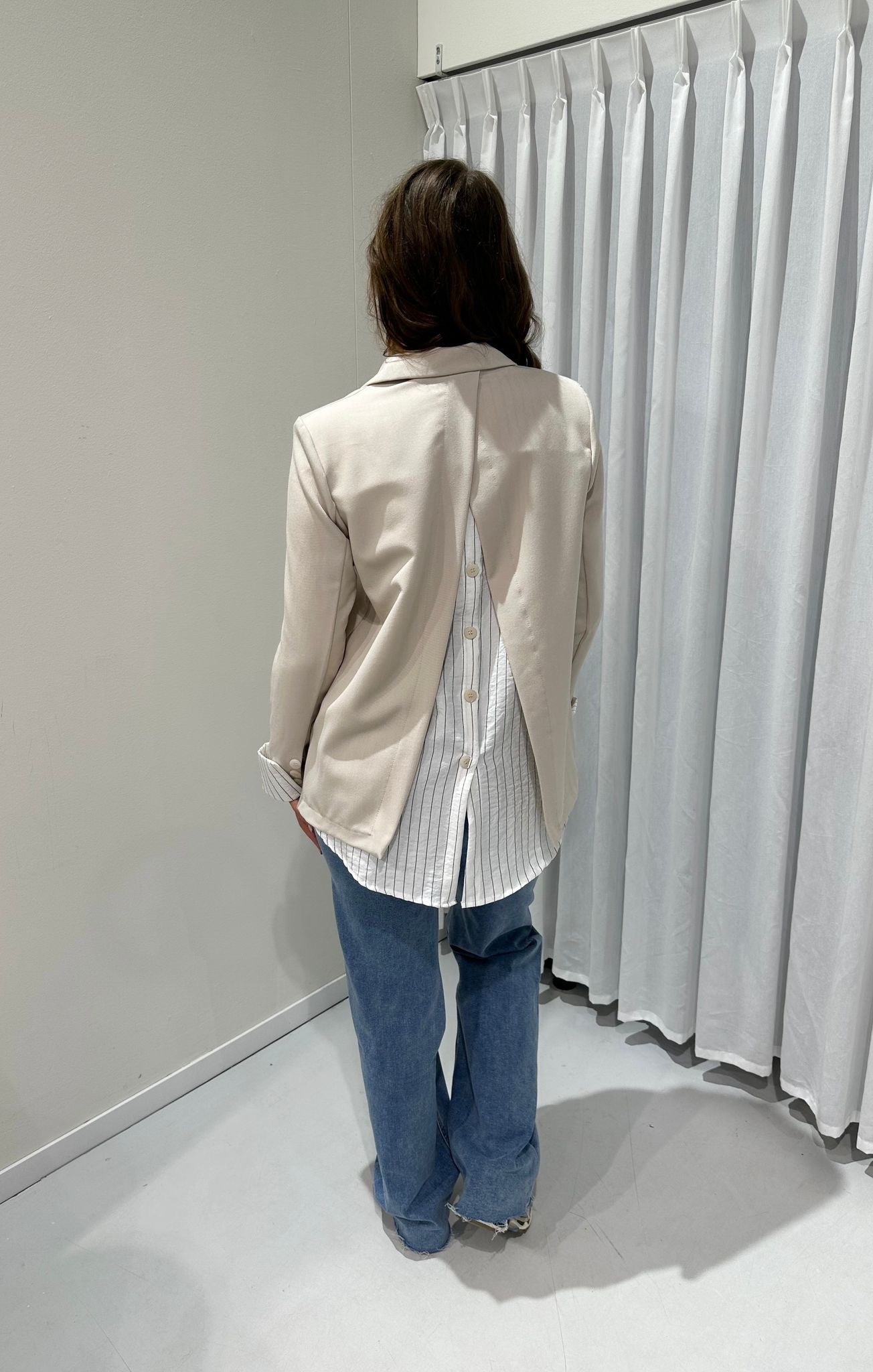 Blazer met randjes beige